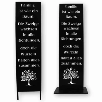 Spruchtafel Metall schwarz | 55 und 100 cm