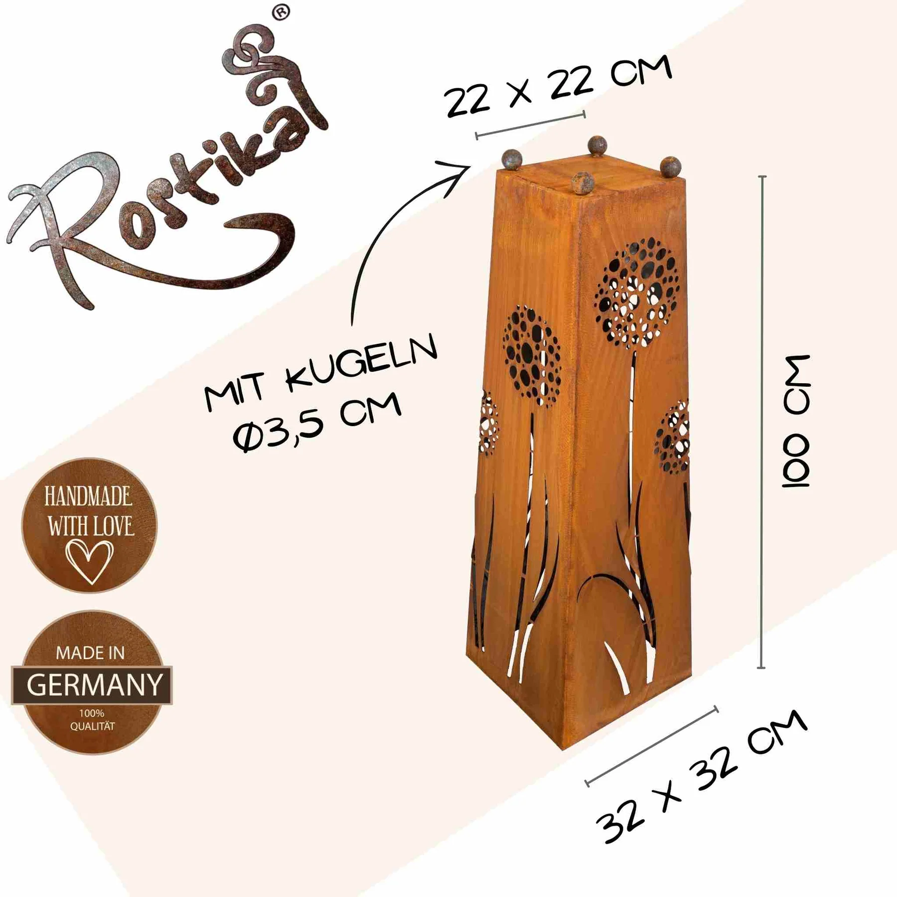 edelrost-saule-1m Deko Säule 100 cm, mit oder ohne Schale – Bild 1