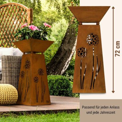 Metall Deko Säule mit Pusteblumenmotiv 35 x 35 cm