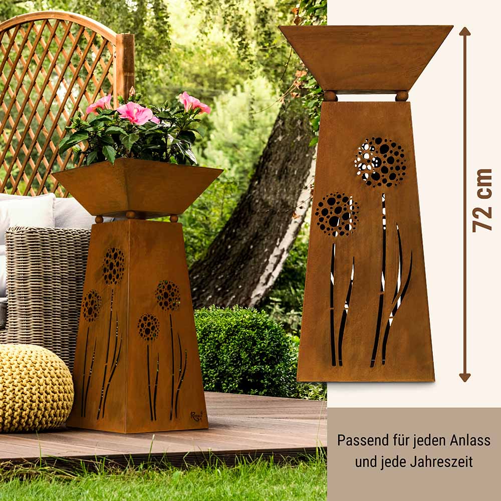 metall-deko-saeule-pflanzschale-balkon_1800x1800 Metall Deko Säule mit Pusteblumenmotiv 35 x 35 cm – Bild 1